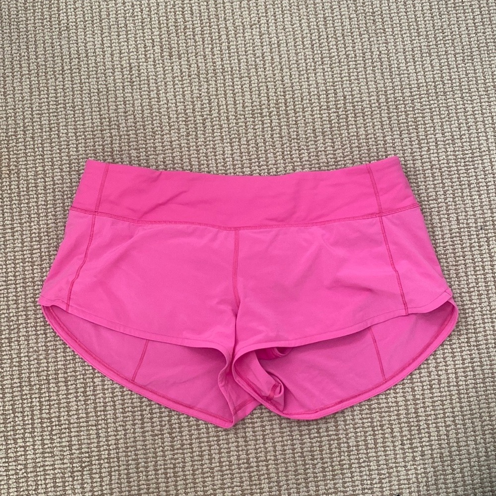 Lululemon Sonic pink speed up shorts 2.5”